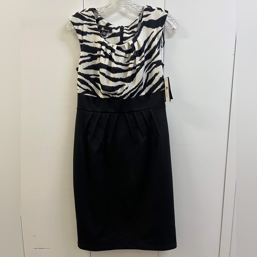 NWT AB Studio Zebra Print Sleeveless Business Casual Dress